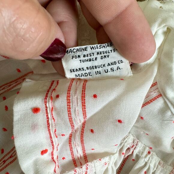 Honeysuckle Fashions Sears VINTAGE Baby Girl White Red‎ Dress Size Large / 12m - Picture 4 of 7